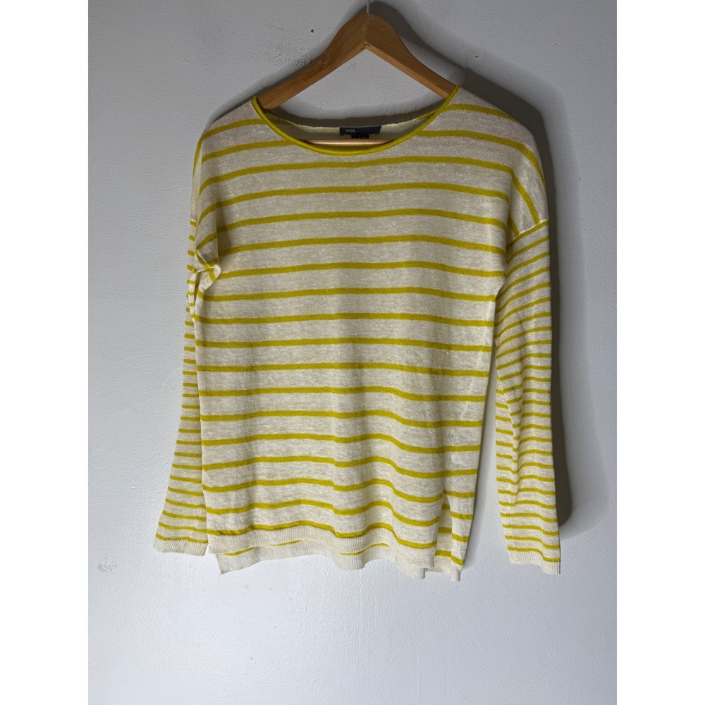 Vince‎ Golden yellow & white striped linen sweater XS